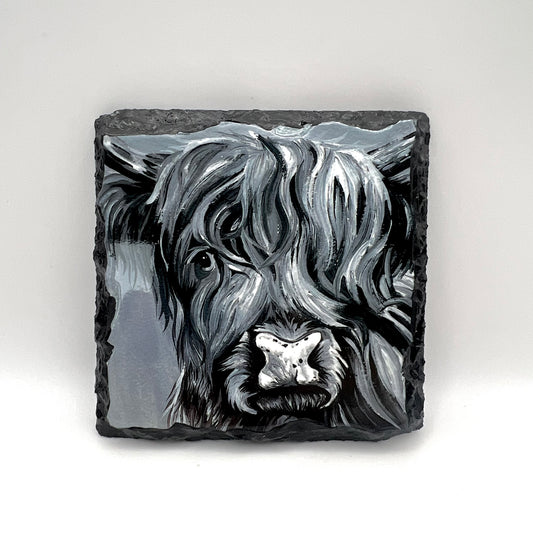 Highland Cow Coaster (black and white)